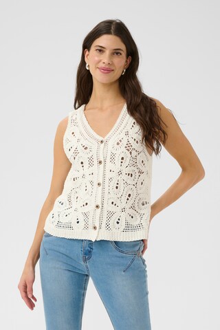 Gilet 'Kittie' Cream en blanc : devant