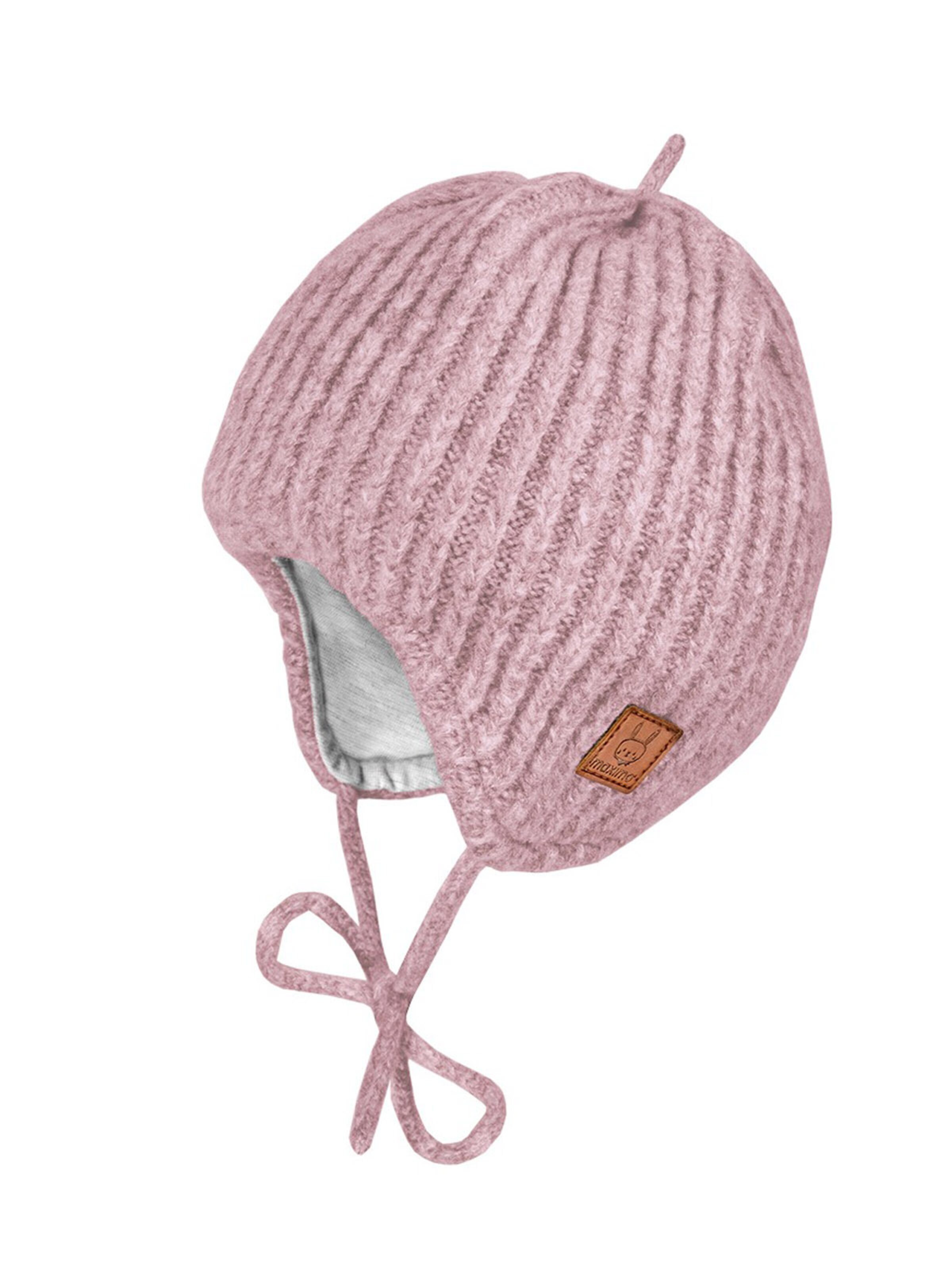 MAXIMO Beanie 'BABY-Mütze, Rippe, ausgenäht Jerseyfutter' in Pink: front