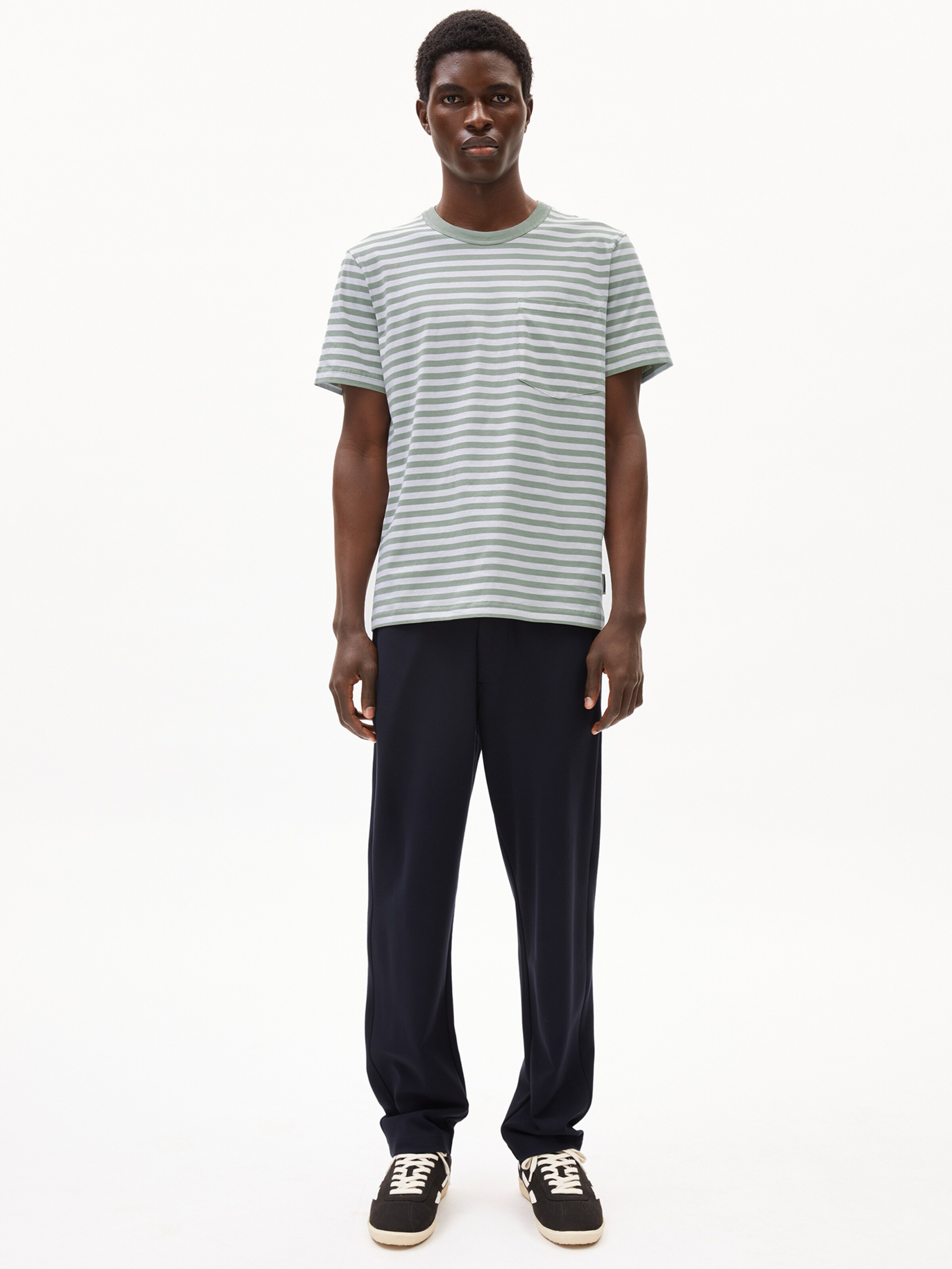 ARMEDANGELS Shirt ' MAARKOS POCKET STRIPES ' in Green