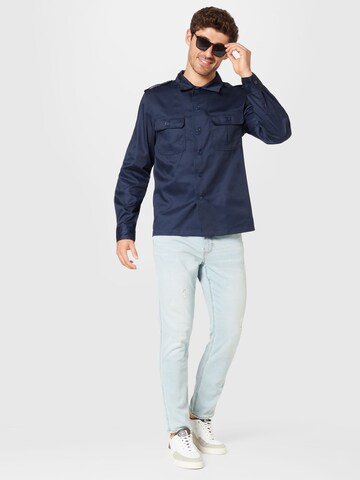 Brandit Regular fit Button Up Shirt in Blue