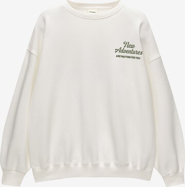 Sweat-shirt Pull&Bear en blanc : devant