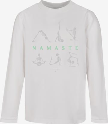 T-Shirt 'Namaste Yoga Skelett Halloween' F4NT4STIC en blanc : devant