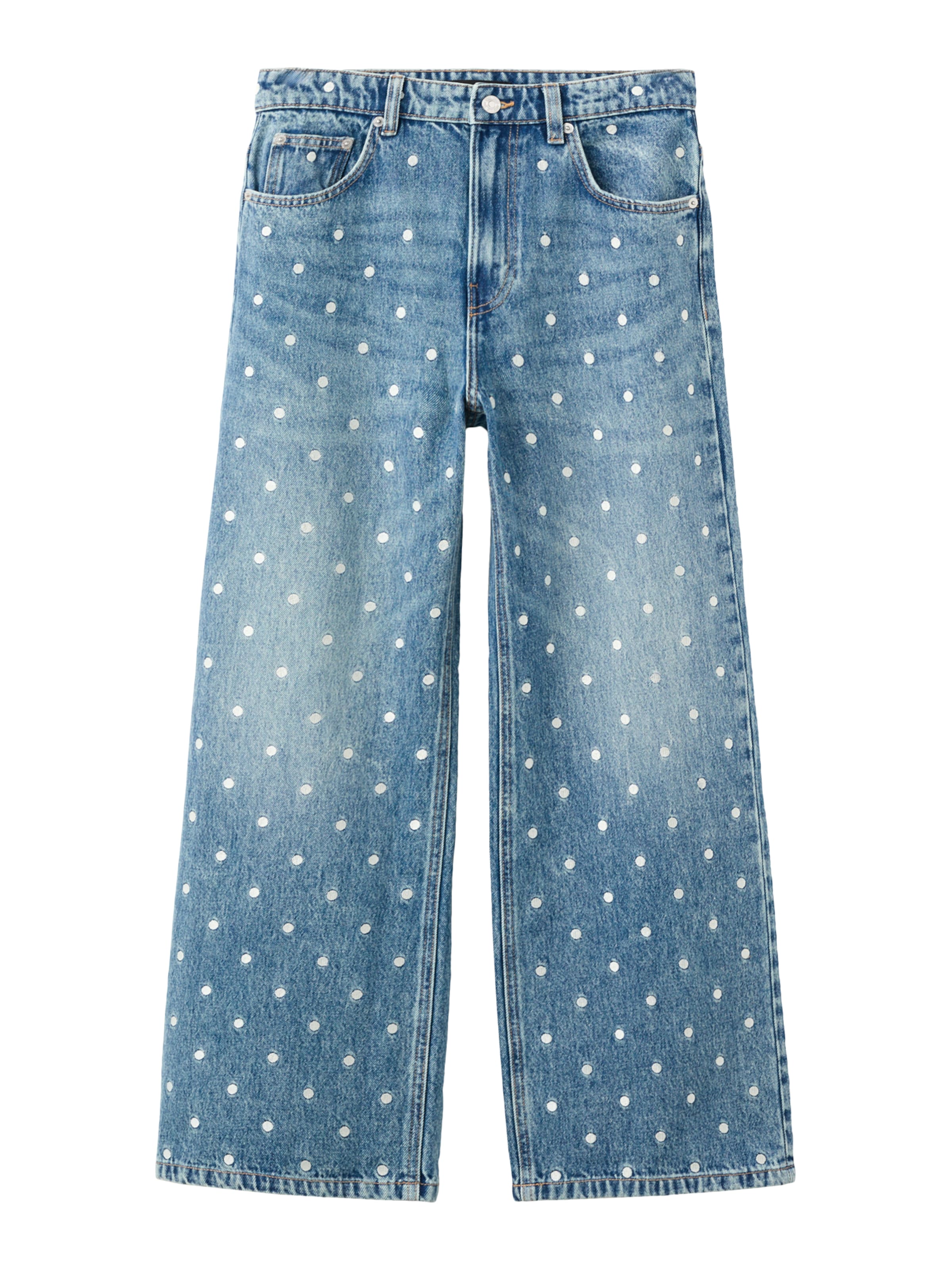 MANGO Baggy Jeans 'LUNARES' in Blauw: voorkant