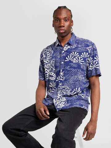 Key Largo Regular fit Button Up Shirt 'RESORT' in Blue