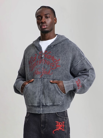 Ed Hardy Strickjacke 'Soaring Dragon' in Grau: Vorderseite
