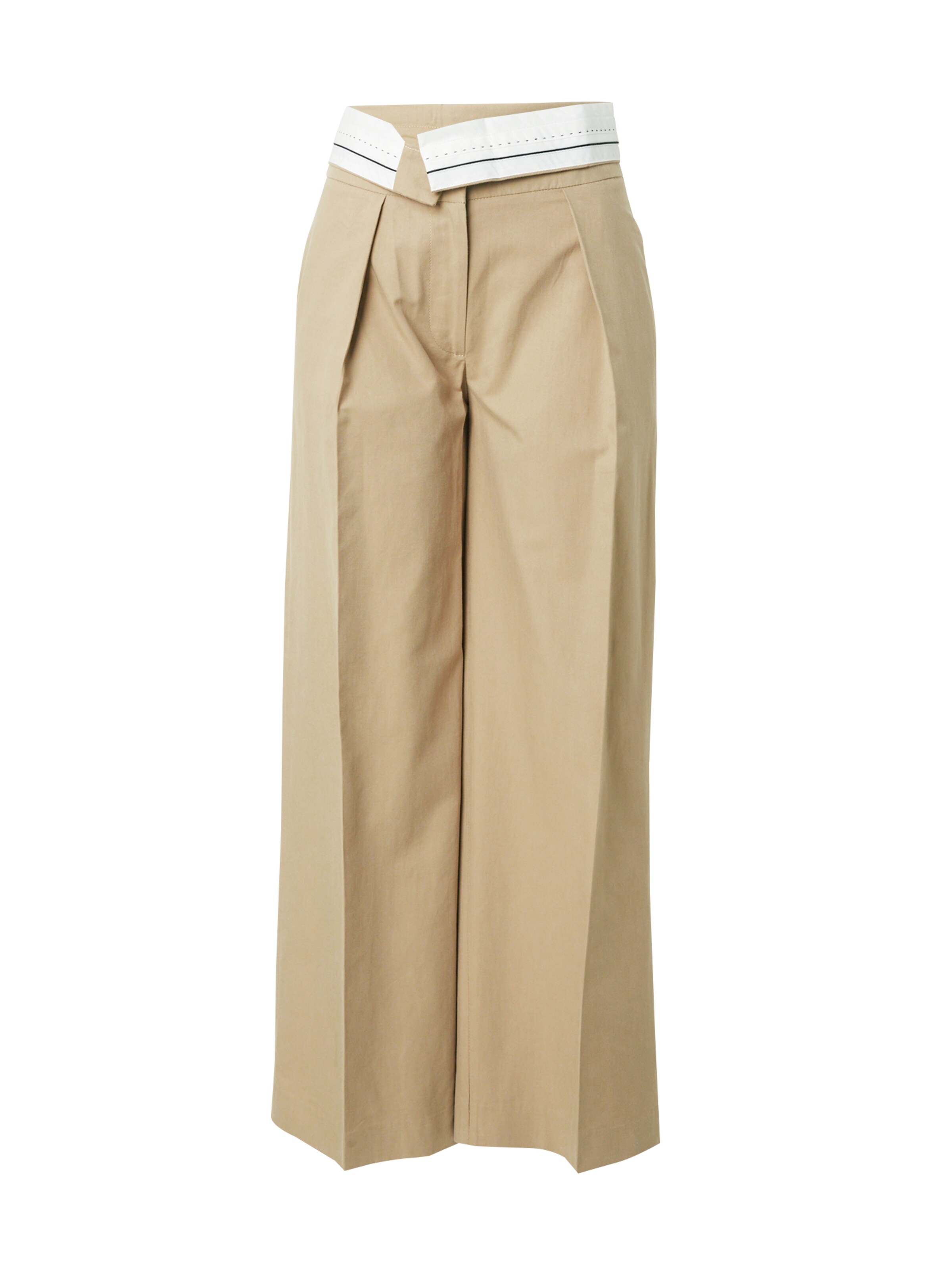 TOPSHOP Wide leg Trousers with creases in Beige: front