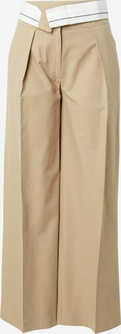 Wide Leg Pantalon à plis TOPSHOP en beige : devant