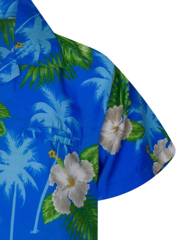 King Kameha Regular fit Overhemd 'Small Flower' in Blauw