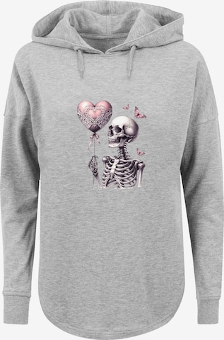 F4NT4STIC Sweatshirt 'Skeleton holding heart balloon' in Grau: Vorderseite