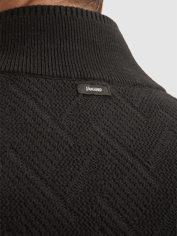 VANGUARD Gebreid vest 'Bonded cotton cardigan with allover textured pattern' in Zwart
