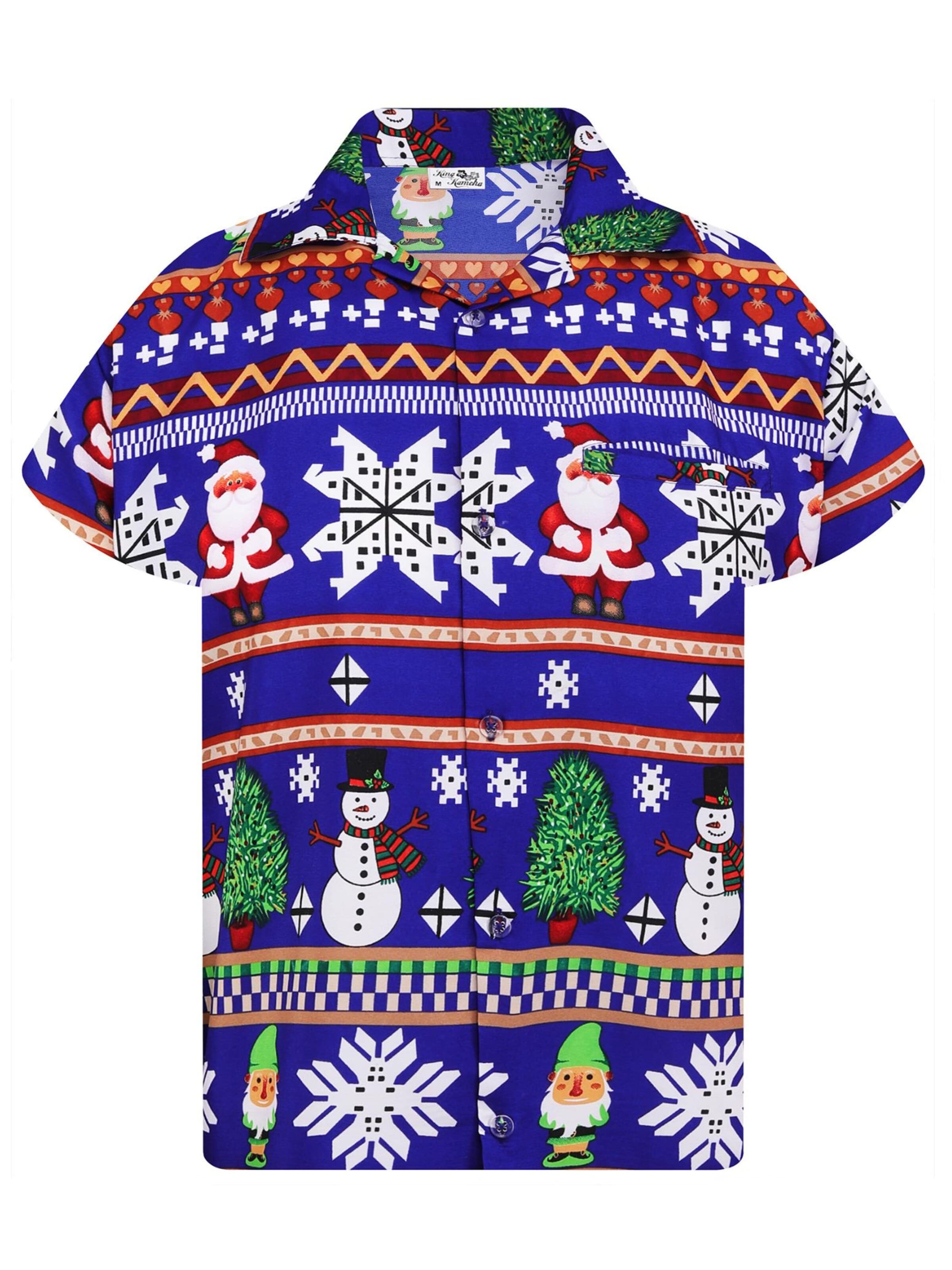 Regular fit Camicia 'Christmas Rows' di King Kameha in blu: frontale