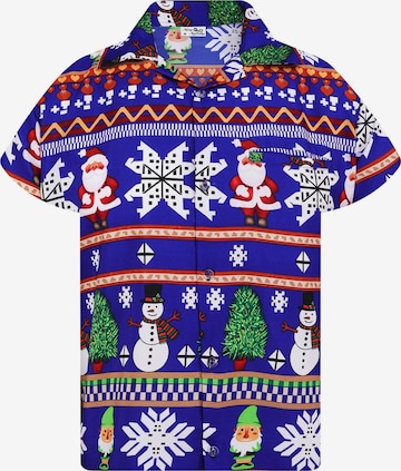 Regular fit Camicia 'Christmas Rows' di King Kameha in blu: frontale