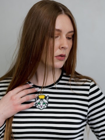 T-shirt 'Long Sleeve Top Striped Cat' RADADA en noir