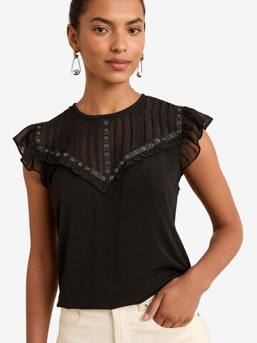 Chemisier love & roses en noir : devant