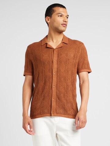 HOLLISTER Regular fit Button Up Shirt in Brown: front