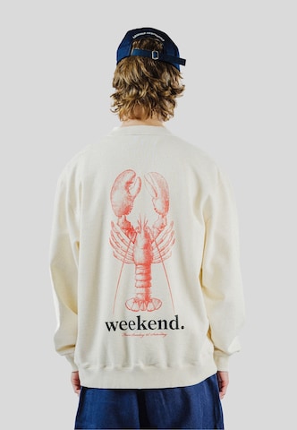 Pockies Sweatshirt 'Lobster Weekend' in Wit: voorkant