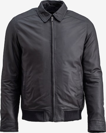 18N62 Lederjacke 'NEBenelli', Model ist 187 cm groß, trägt Größe 50 in Schwarz: Vorderseite