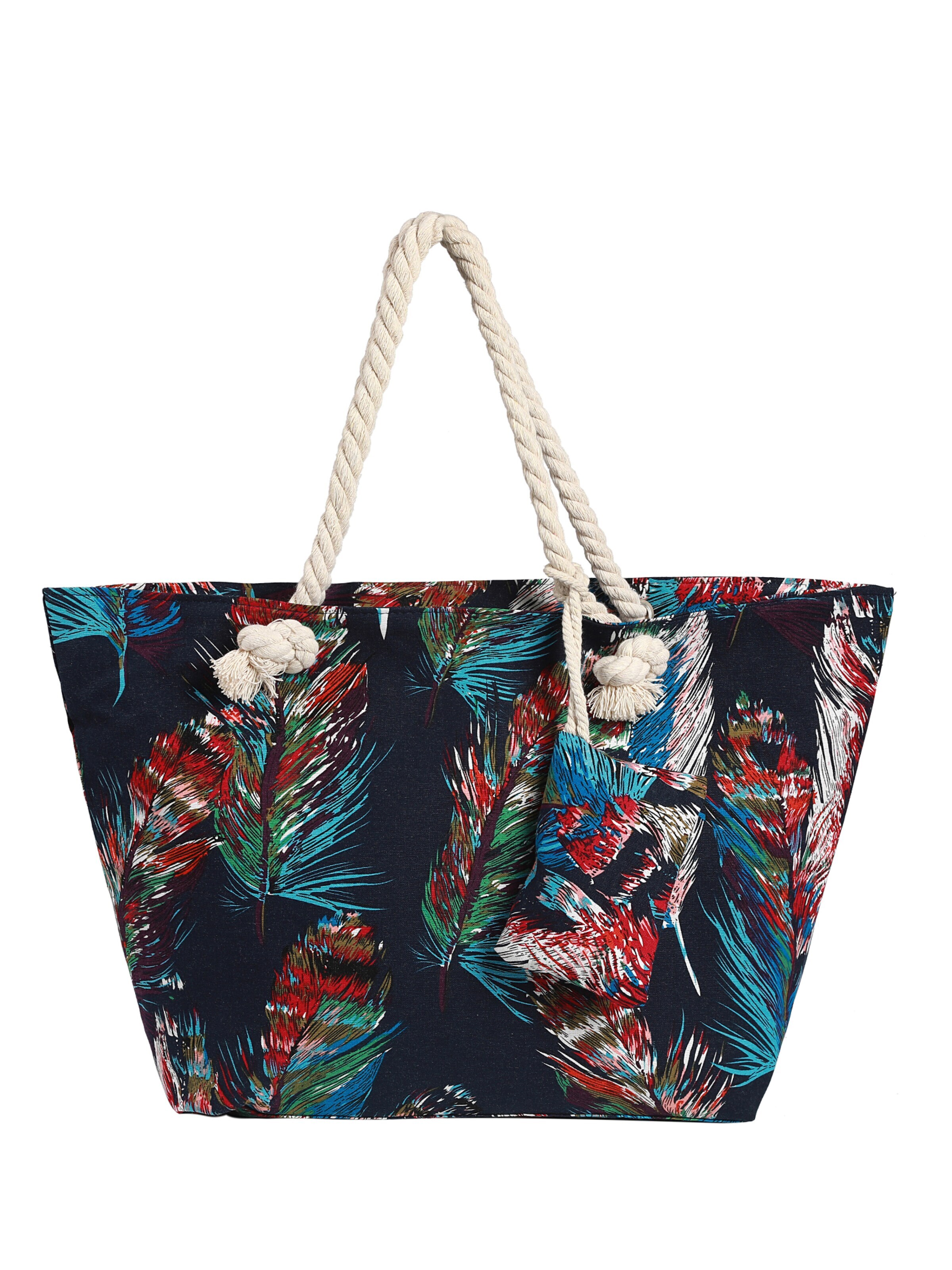 DonDon Beach Bag 'DonDon Strandtasche mit Reißverschluss Shopper Beach bag Badetasche Bunte Welt' in Black: front