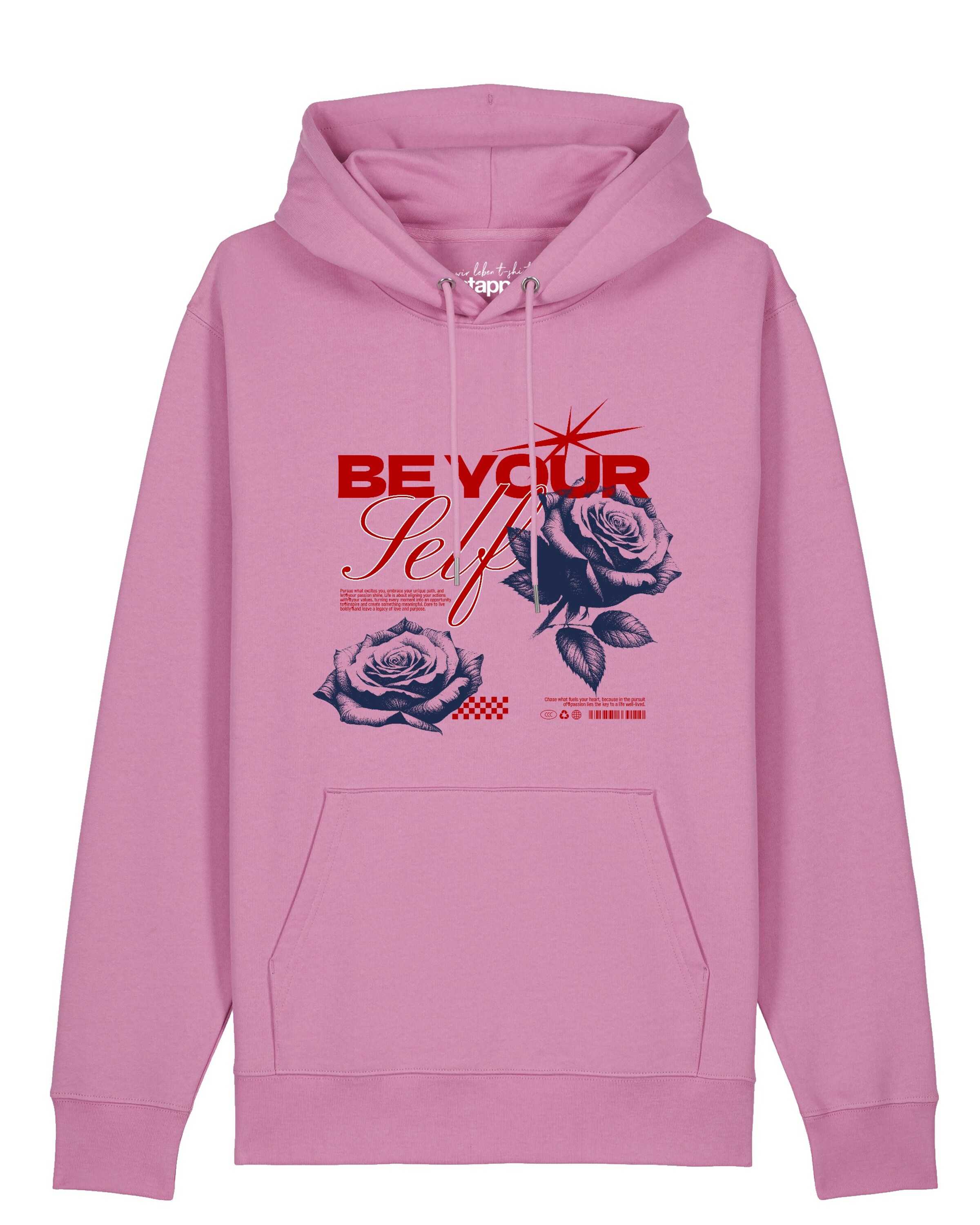 Felpa 'Be yourself' di Watapparel in rosa: frontale