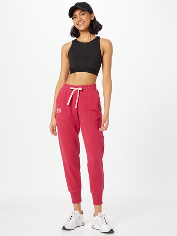 UNDER ARMOUR Tapered Workout Pants 'Rival' in Pink