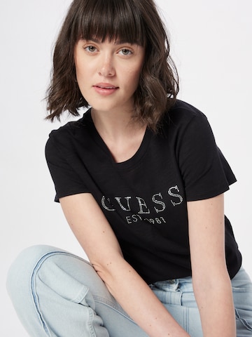 GUESS T-Shirt 'CRYSTAL EASY' in Schwarz
