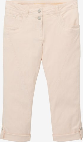 Coupe slim Pantalon TOM TAILOR en beige : devant