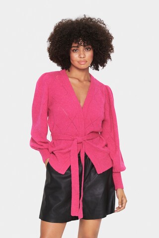 SAINT TROPEZ Gebreid vest 'NanettSZ' in Roze: voorkant