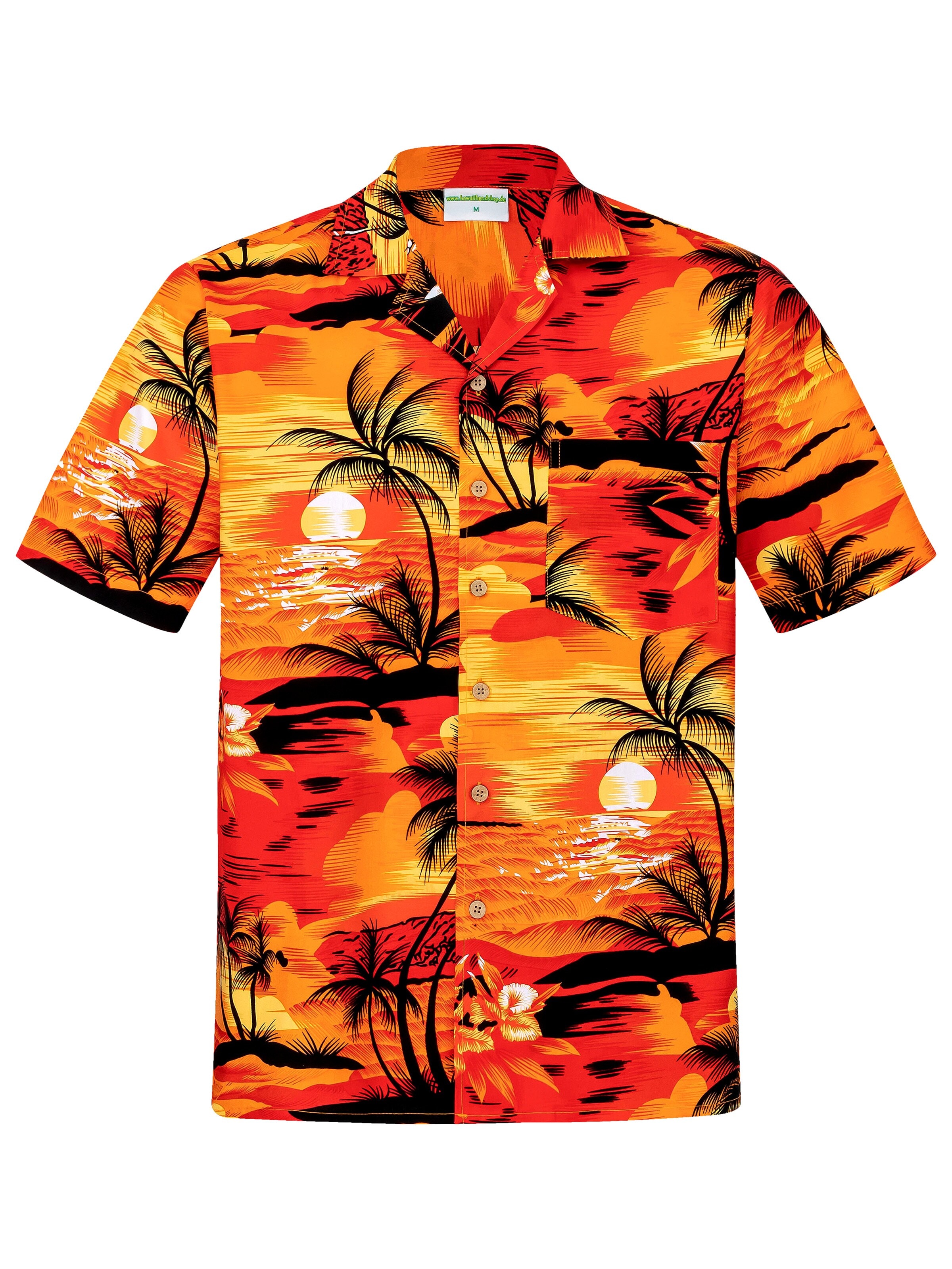 Hawaiihemdshop.de - Regular Fit Camisa 'Hawaiihemd "Evening on Hawaii"' em laranja: frente