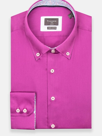 Slim fit Camicia business 'Roma Iconic Satin Man Shirt White' di 7Camicie in lilla