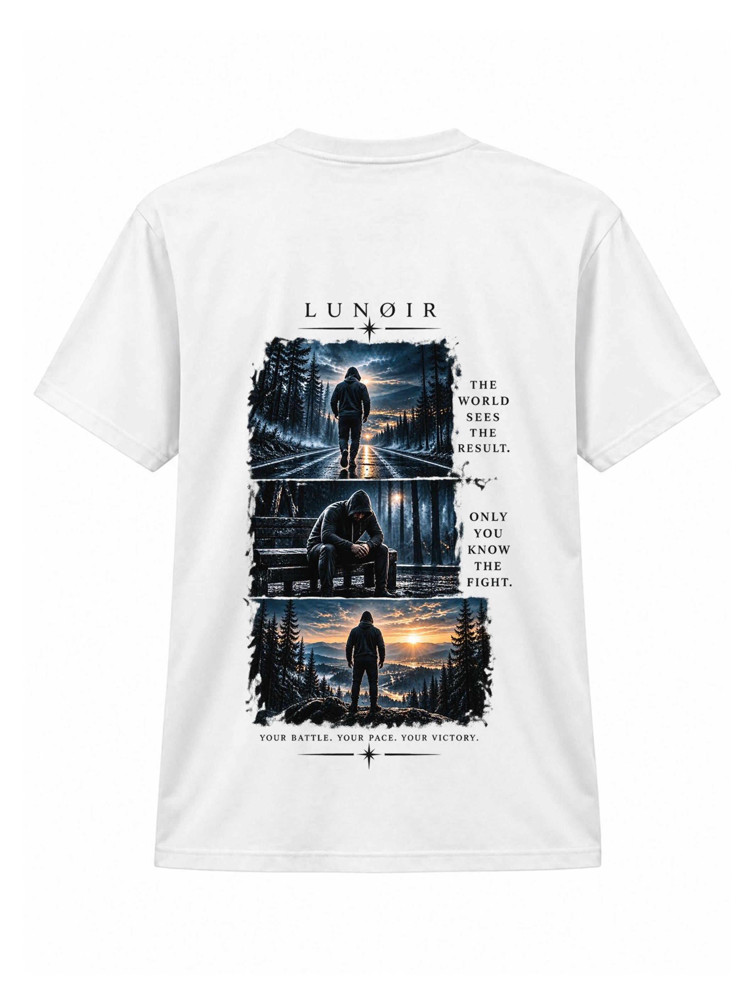LUNØIR Studio Shirt 'Only You Know the Fight' in Wit: voorkant