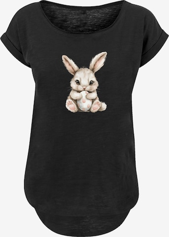 F4NT4STIC Shirt 'Niedlicher Osterhase Mit Ei' in Zwart: voorkant