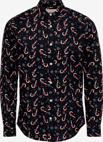 Camicia 'ONSALF XMAS' di Only & Sons in nero: frontale