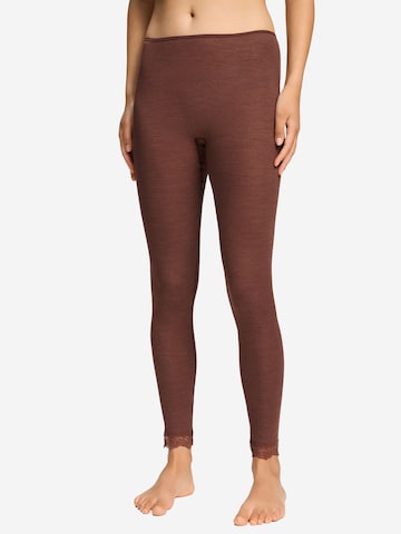Hanro Skinny Leggings ' Woolen Lace ' in Bruin: voorkant