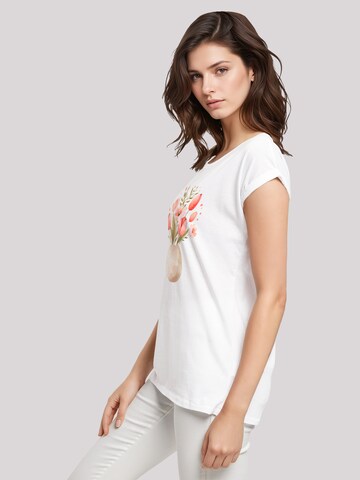 T-shirt 'Rosa Frühlingsblumenstrauß In Vase' F4NT4STIC en blanc