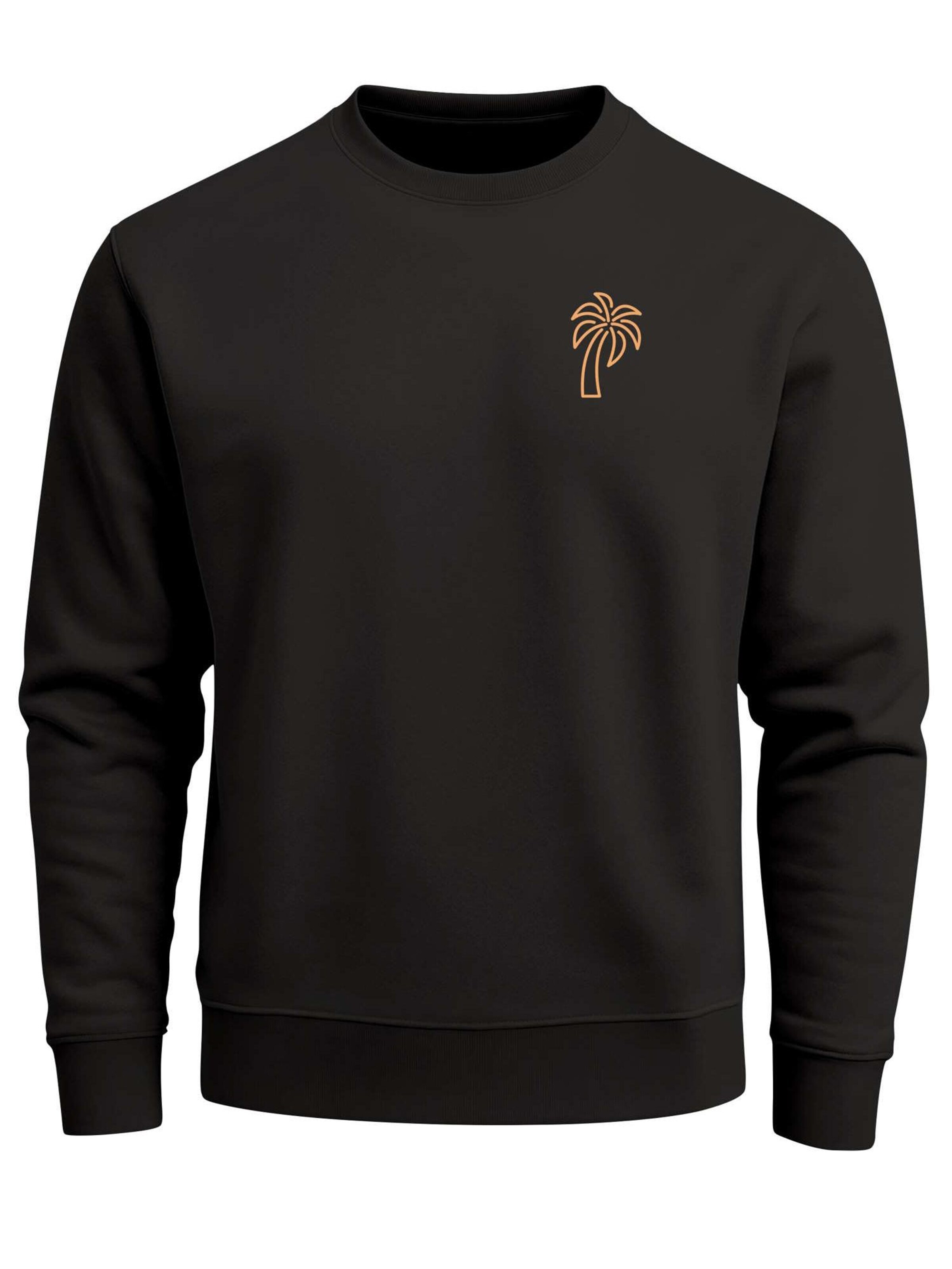 Neverless Sweatshirt 'Palm Lineart Logo'‌‌‌ in Schwarz: Vorderseite