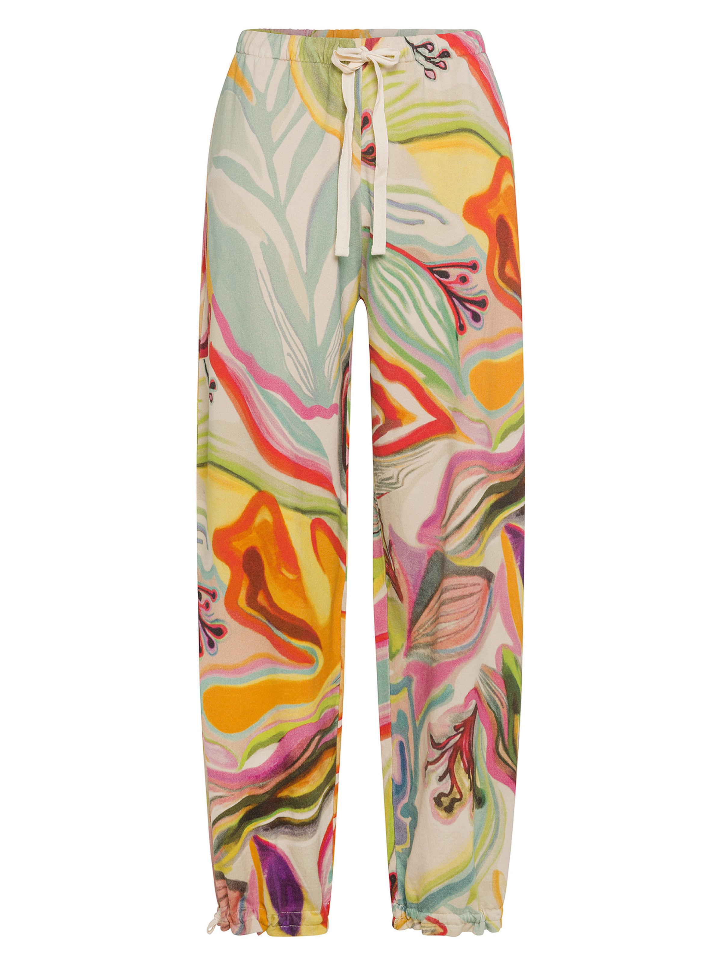 DEHA Tapered Sports trousers 'Flower Power' in Green: front