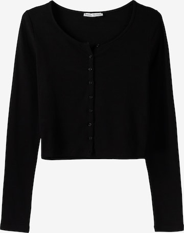 Bershka Knit Cardigan in Black: front