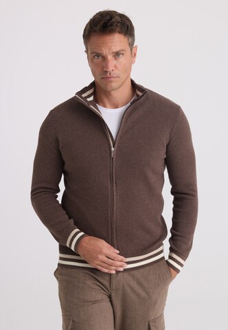 Felix Hardy Knit Cardigan in Brown: front