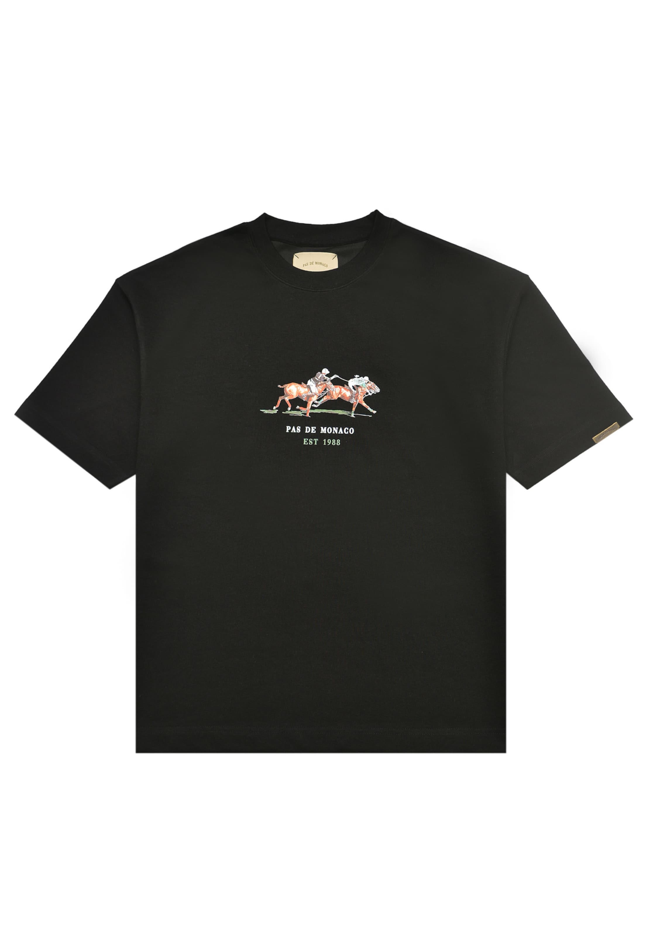 Maglietta 'Equestrian Flare' di Pas De Monaco in nero: frontale