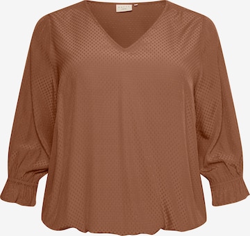Camicia da donna 'Tina' di KAFFE CURVE in marrone: frontale