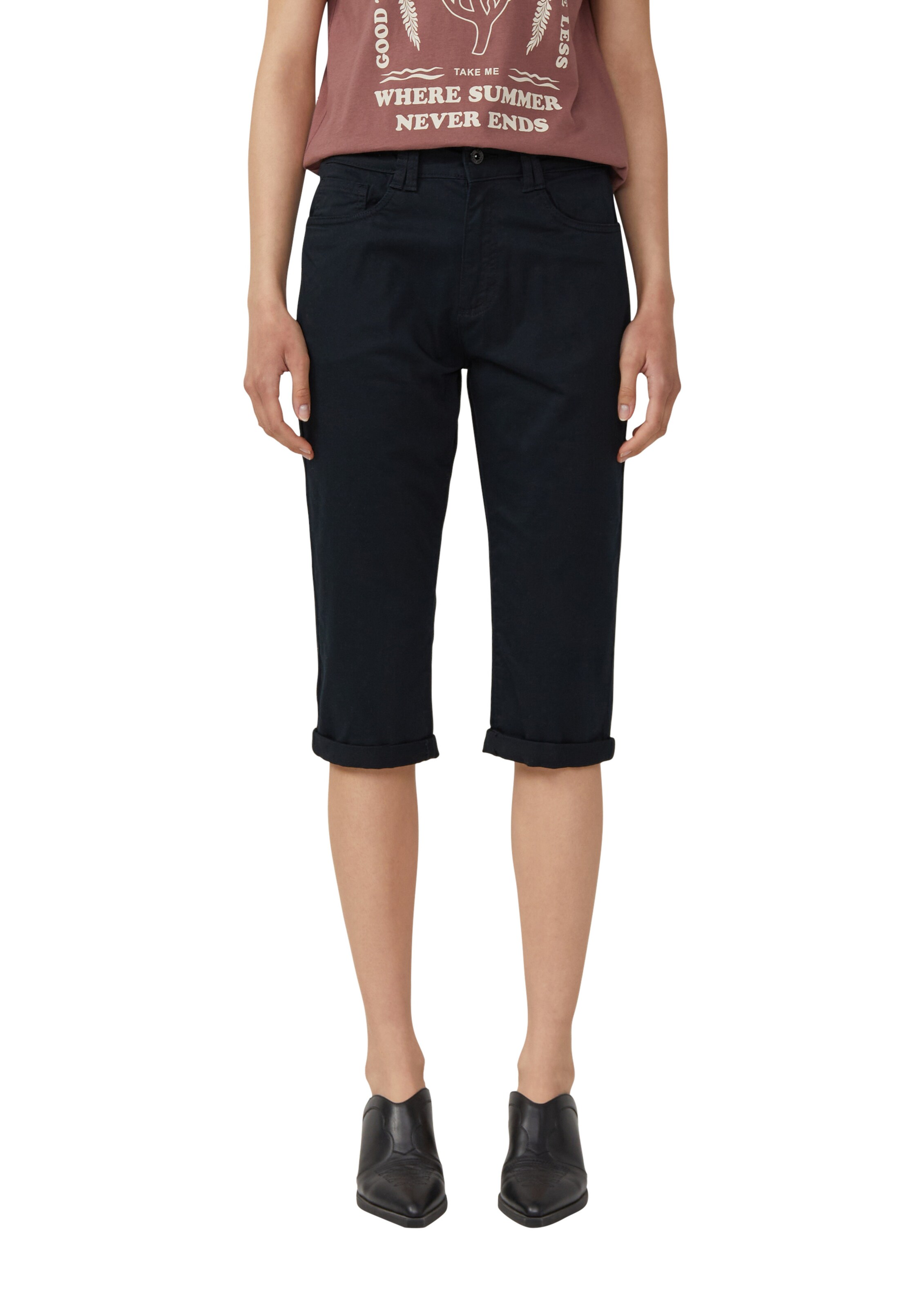 Coupe slim Pantalon 'Catie' QS en noir : devant