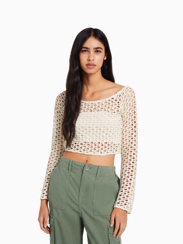 Pull-over Bershka en beige : devant