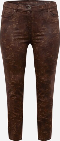 SAMOON Skinny Pants 'Betty' in Brown: front