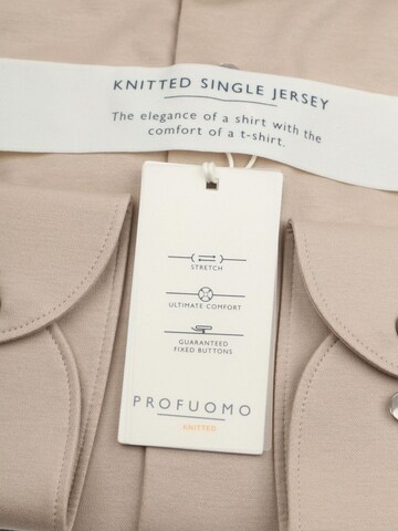 Profuomo Slim fit Button Up Shirt 'Knitted' in Beige