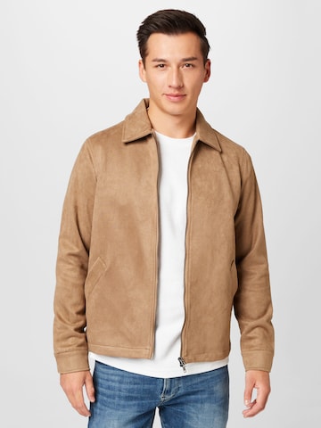 BURTON MENSWEAR LONDON Демисезонная куртка 'Harrington' в Коричневый: спереди