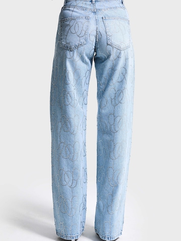 IT'S BASIC Loose fit Jeans 'RHINESTONE LOOSE MID RISE JEANS' in Blue