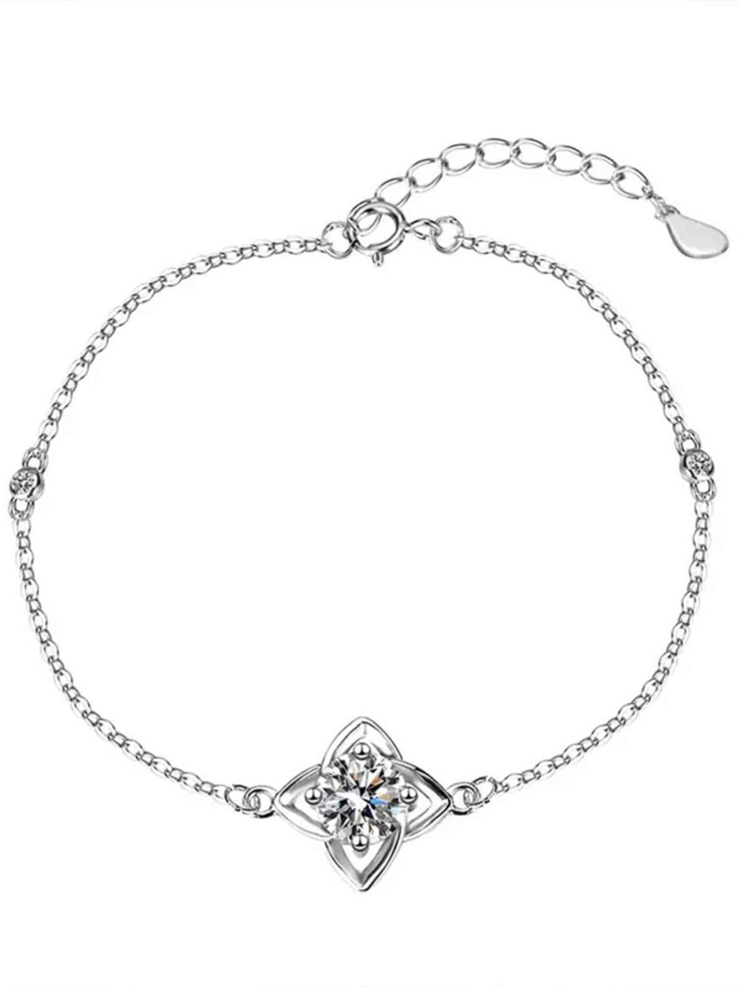 Staufergold Bracelet 'Moissanit Armband „Single Stone“ 1 ct' in Silver: front