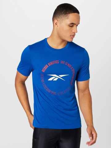 Reebok - Camiseta funcional en azul: frente