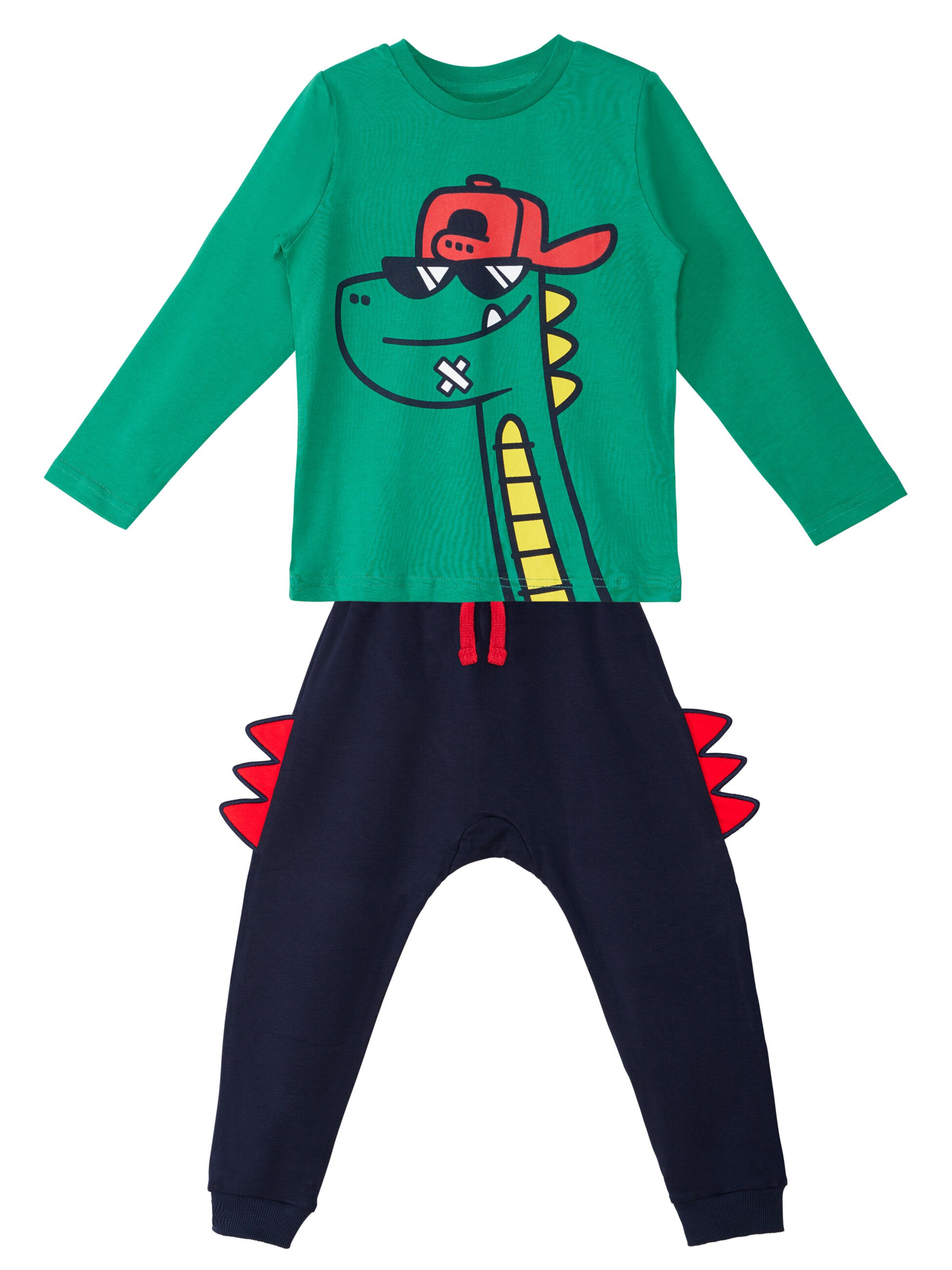 Denokids Set 'Dinosaur Spikes' in Grün: Vorderseite