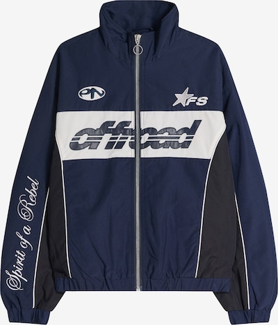 Bershka Välikausitakki värissä laivastonsininen / valkoinen, Tuotenäkymä